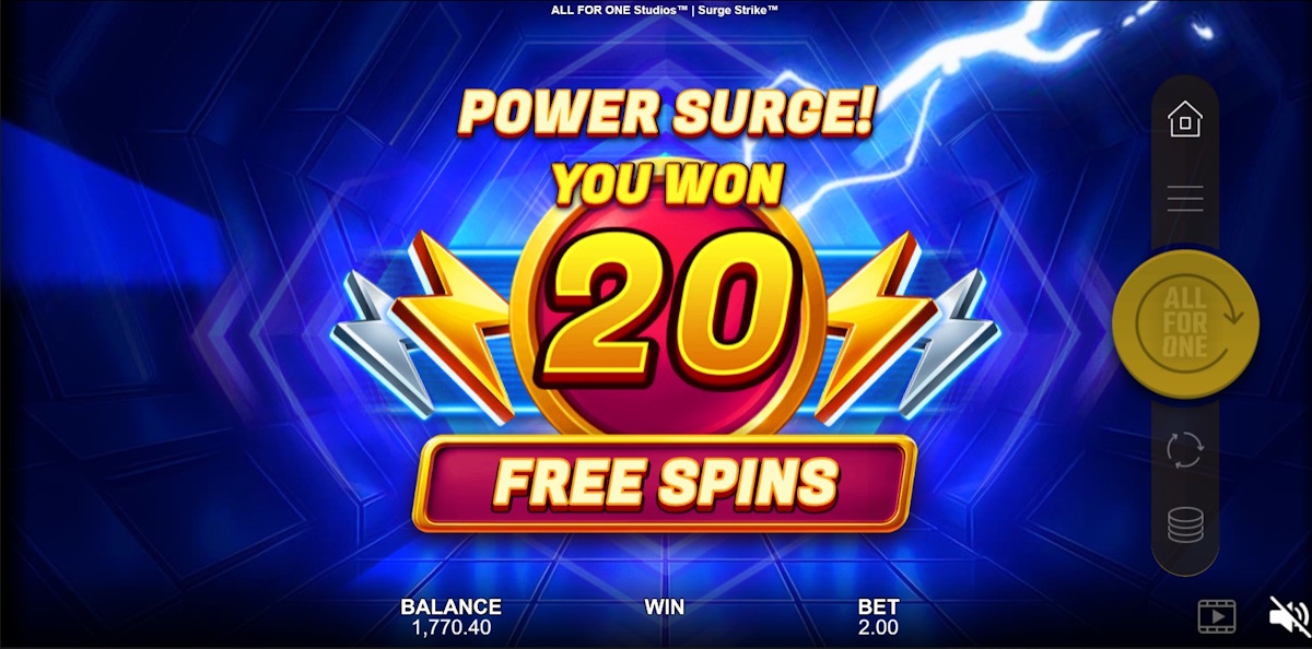 Free spins won in Surge Strike by ALL FOR ONE Studios
