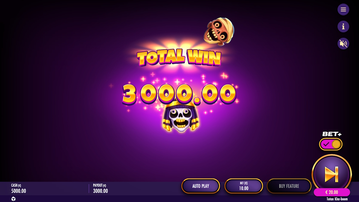 Total win in Tutan Kha-boom by Thunderkick
