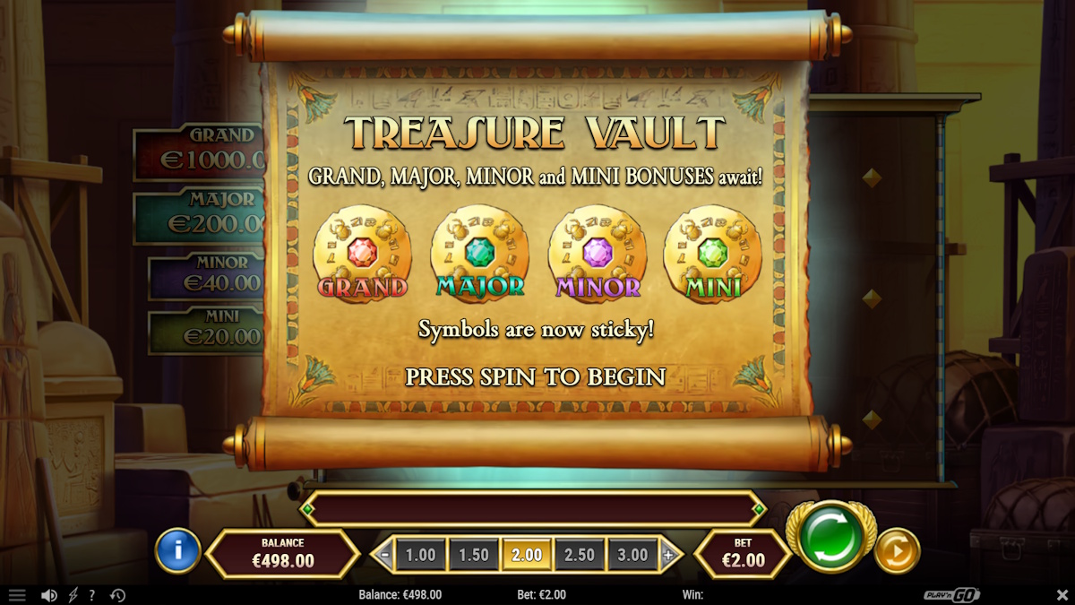 Treasure vault in Book of Dead GO Collect by Play'n GO