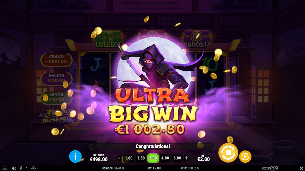 Ultra big win in 3 Blades & Blessings by Play’n GO