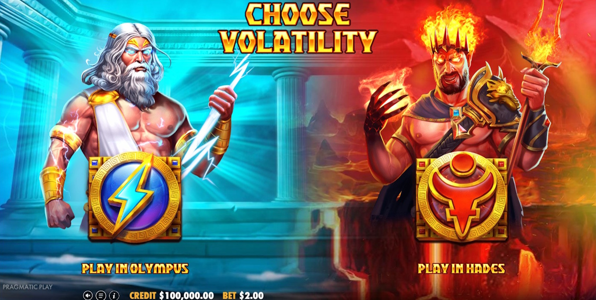 Volatility modes in Zeus vs Hades Gods of War 250 by Pragmatic Play