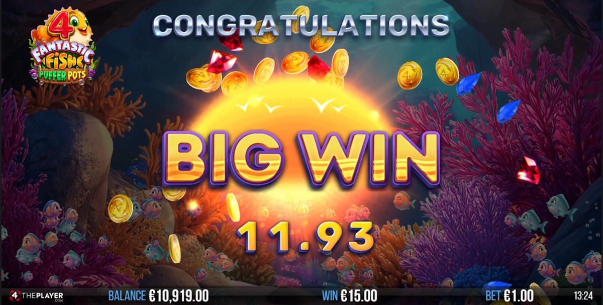A big win in 4 Fantastic Fish Puffer Pots by 4ThePlayer