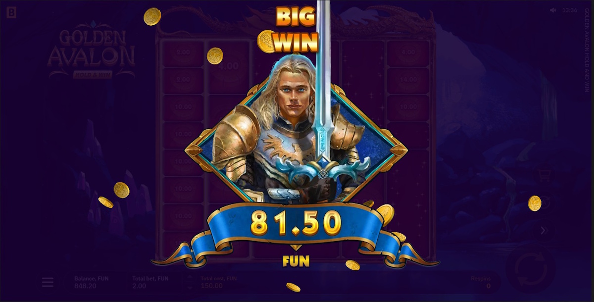 A big win in Golden Avalon Hold and Win by BGaming