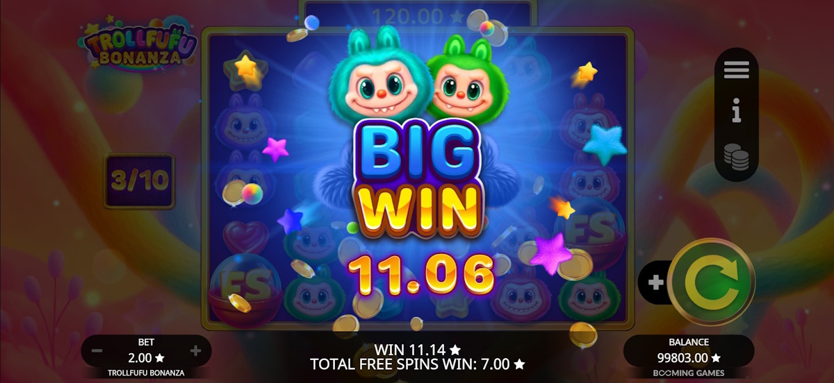 A big win in Trollfufu Bonanza by Booming Games