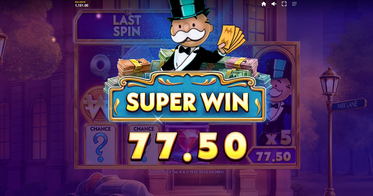 A super win in Monopoly Money Magnate by Red Tiger