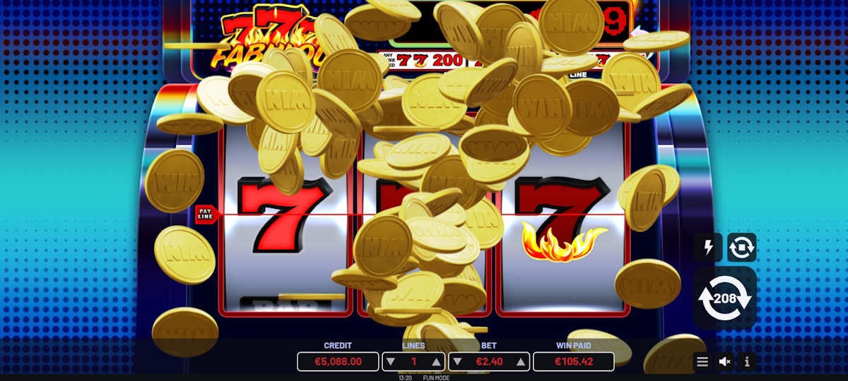 A win in Fabulous 777s by Atomic Slot Lab