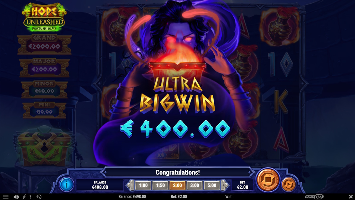 An ultra big win in Hope Unleashed Fortune Rises by Play’n GO