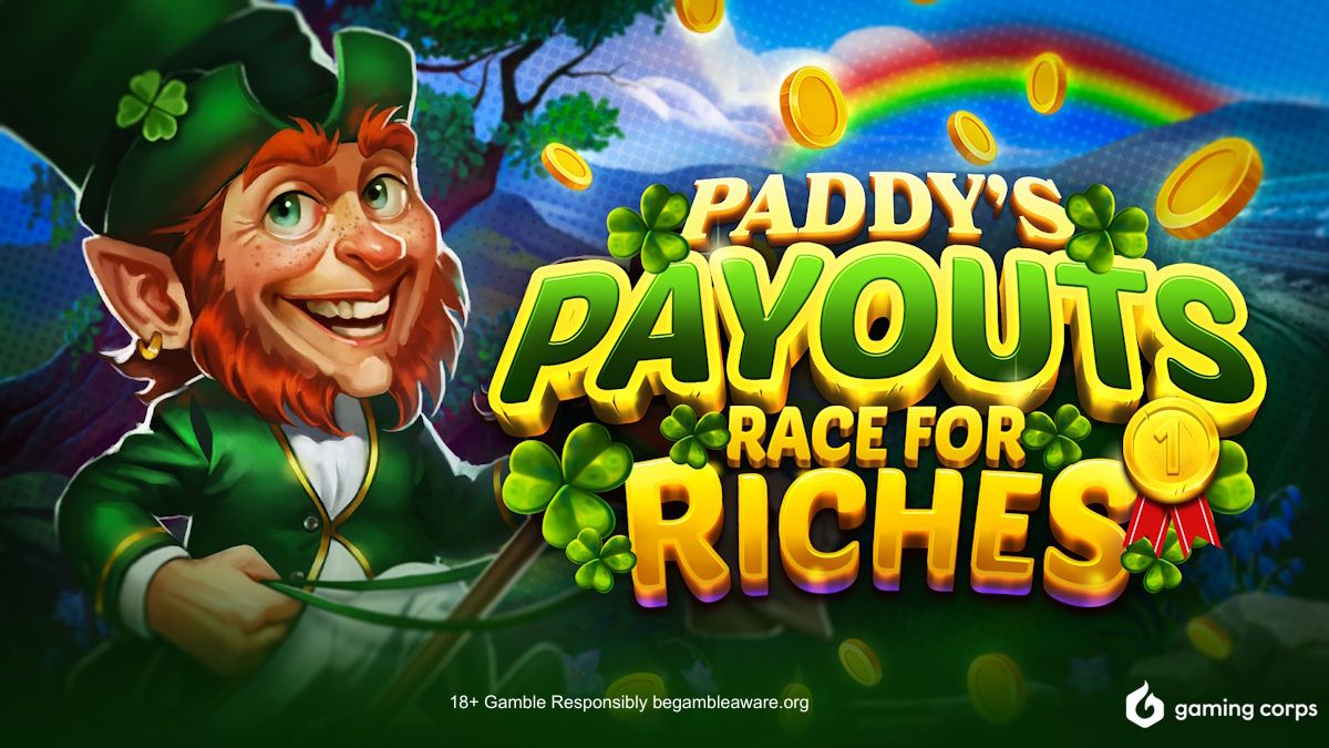 Banner of Paddy's Payouts Race for Riches by Gaming Corps