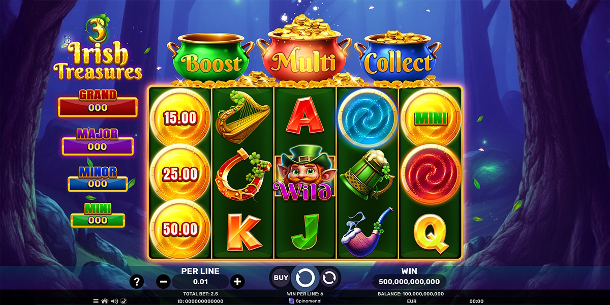 Base game in 3 Irish Treasures Hold & Hit by Spinomenal