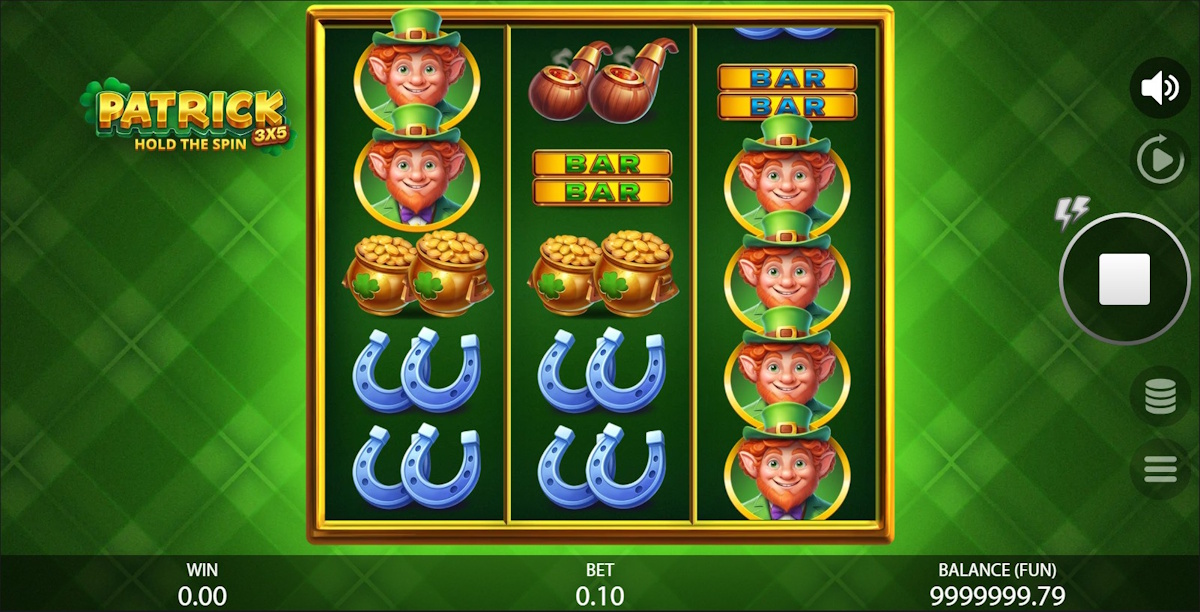 Base game in 3x5 Patrick Hold The Spin by Gamzix