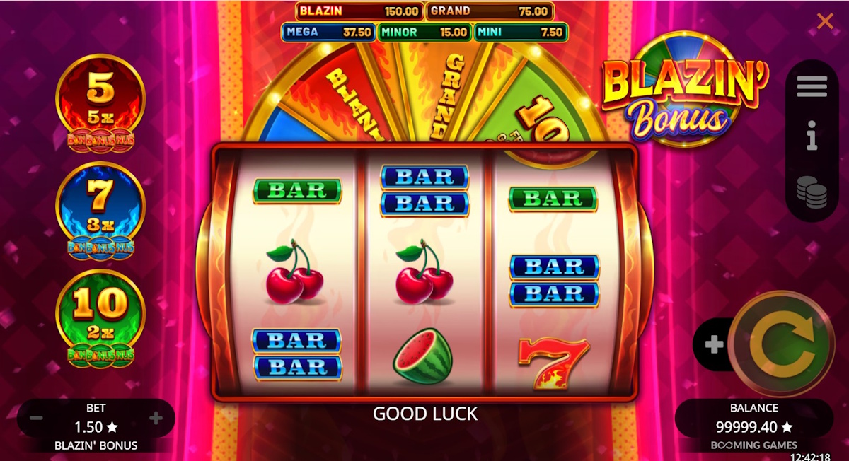 Base game in Blazin' Bonus by Booming Games