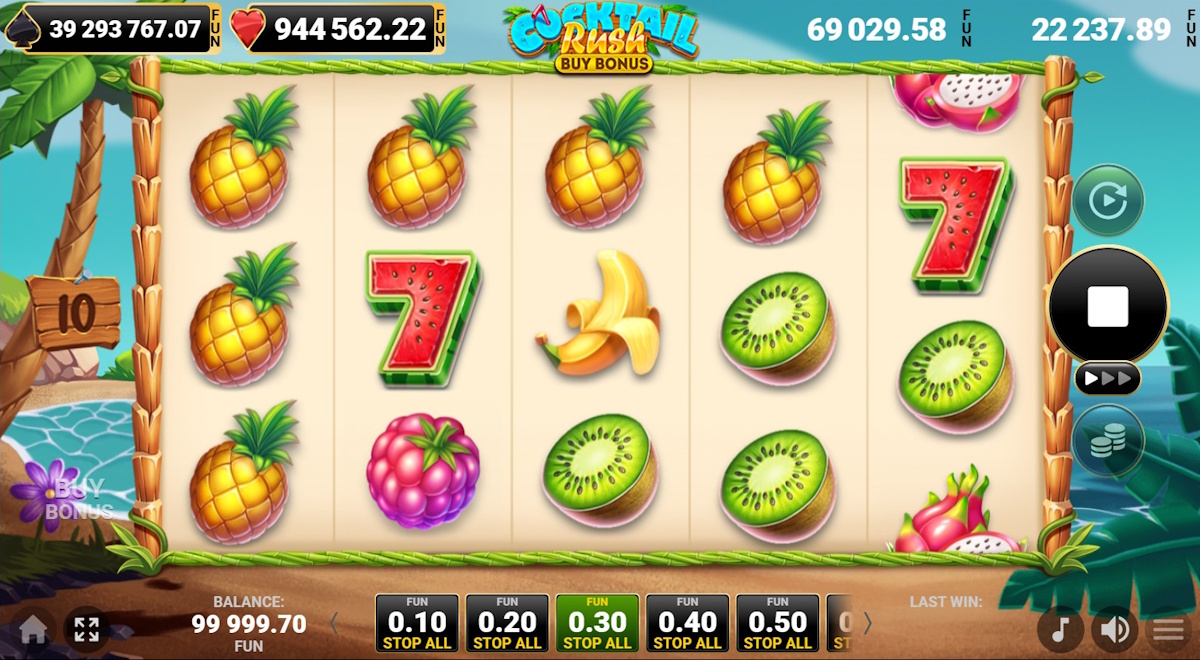 Base game in Cocktail Rush Buy Bonus by Amusnet