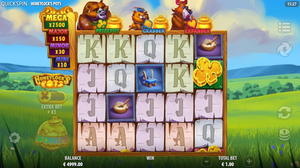 Base game in Honeylock’s Pots by Quickspin