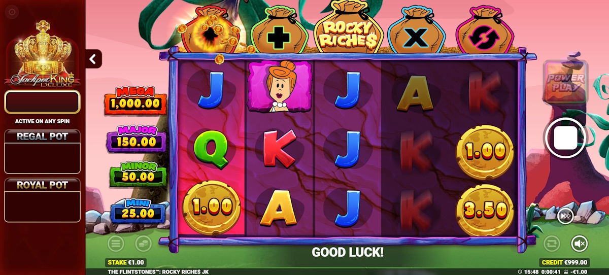 Base game in The Flintstones Rocky Riches Jackpot King by Bluepring Gaming