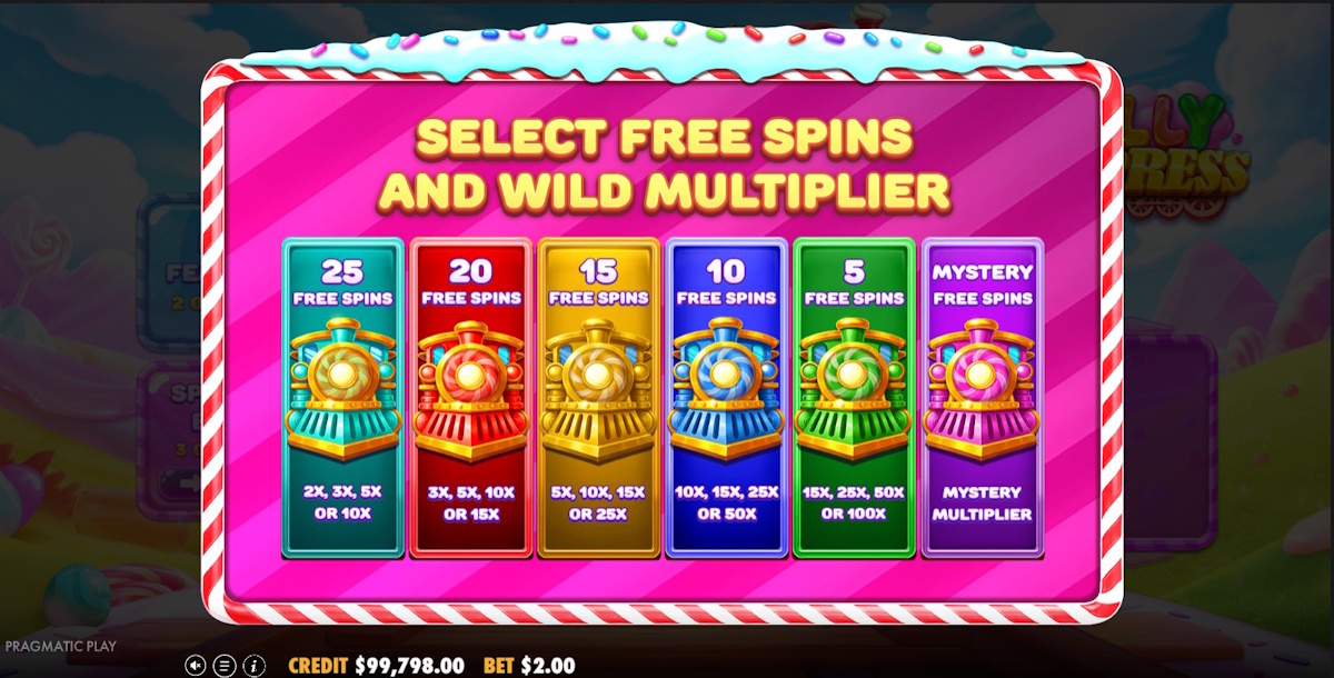 Bonus game feature options in Jelly Express by Pragmatic Play
