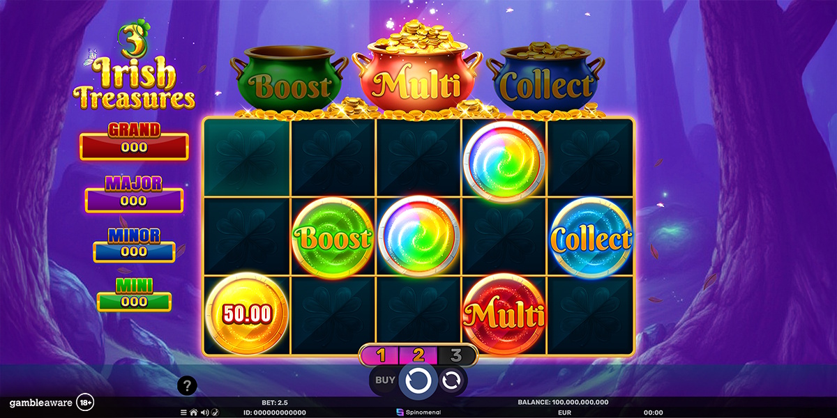 Bonus game in 3 Irish Treasures Hold & Hit by Spinomenal