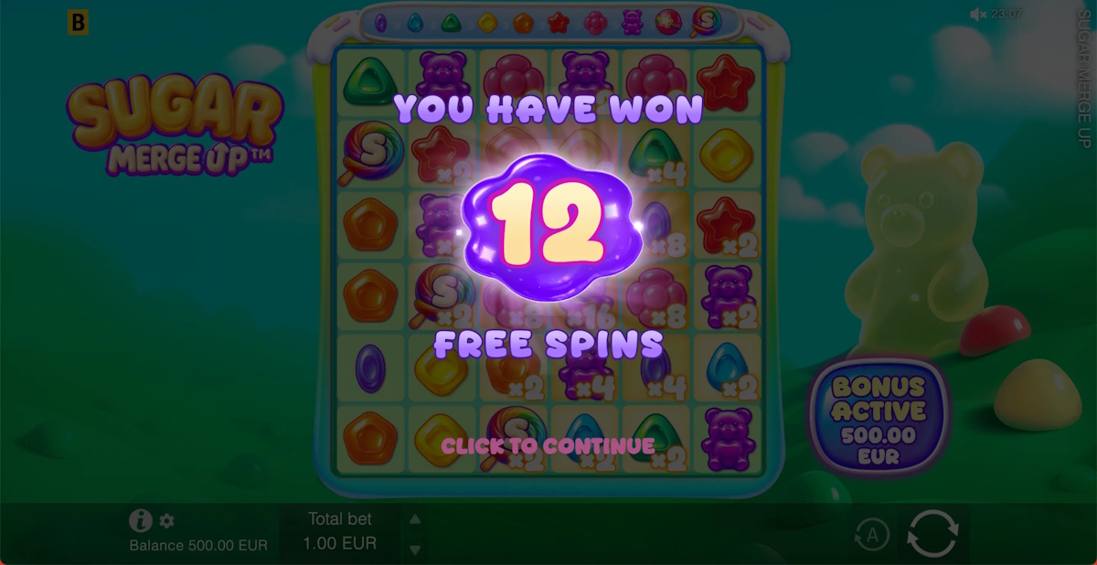 Free spins won in Sugar Merge Up™ by BGaming