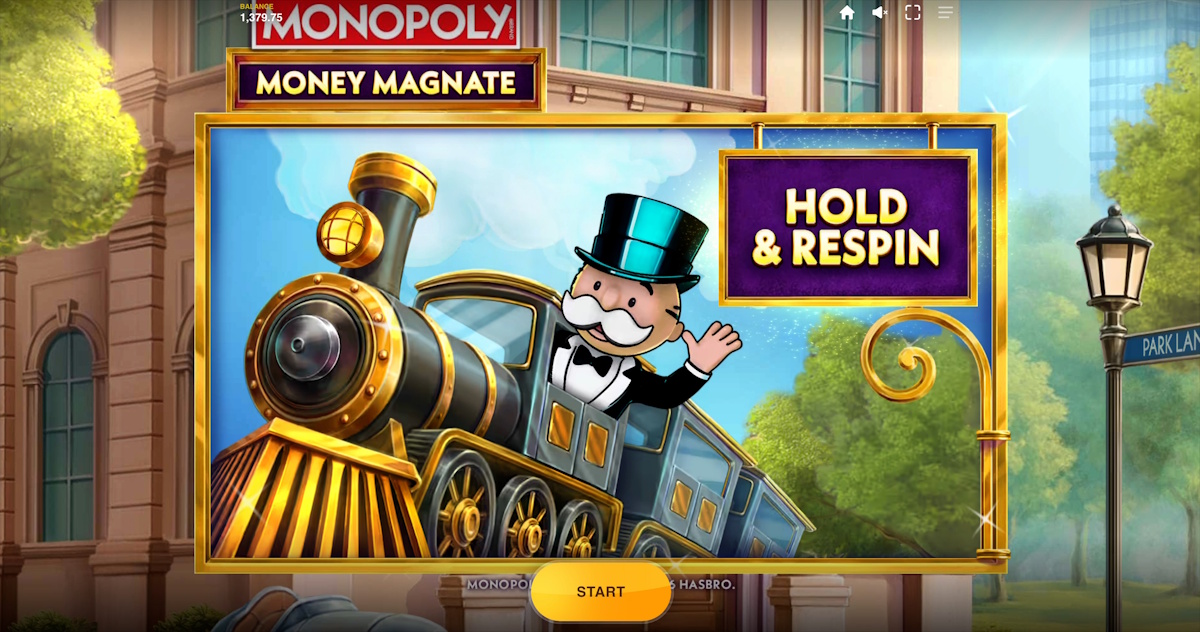 Hold & respin bonus round awarded in Monopoly Money Magnate by Red Tiger