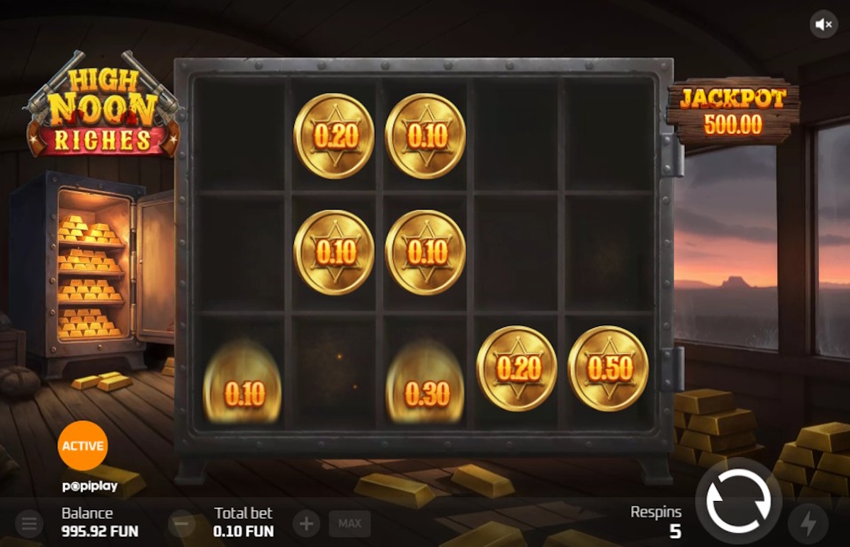 Hold & win bonus round in High Noon Riches by Popiplay