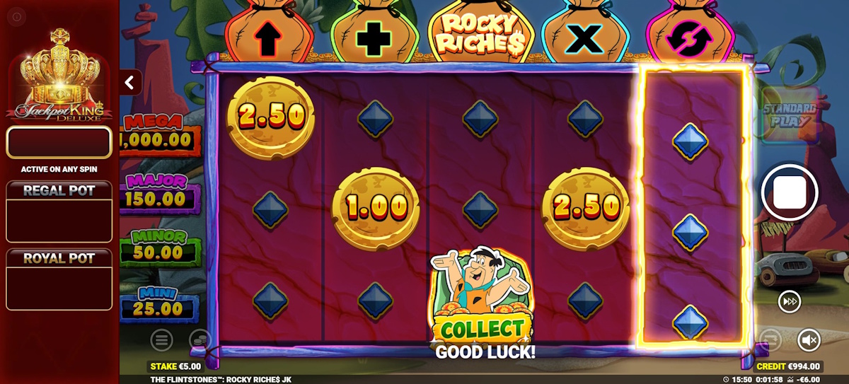 Power play in The Flintstones Rocky Riches Jackpot King by Bluepring Gaming