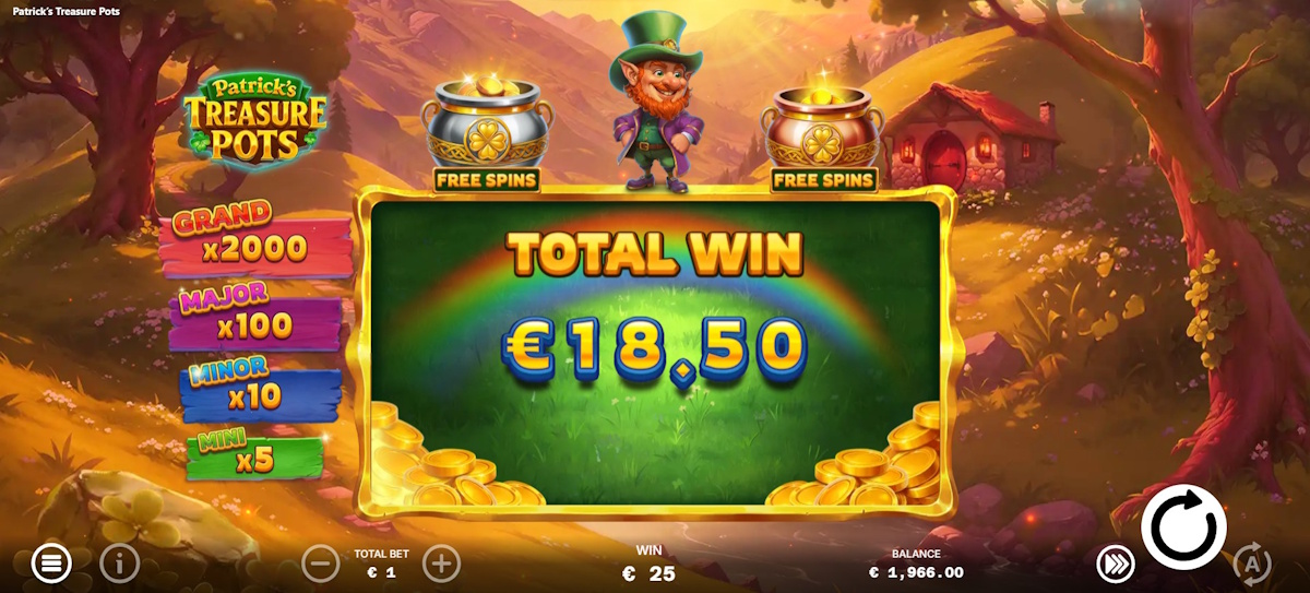 Total win in Patrick’s Treasure Pots by ELA Games