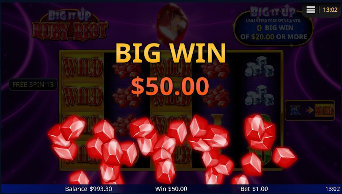A big win in Big It Up Ruby Riot by Light & Wonder
