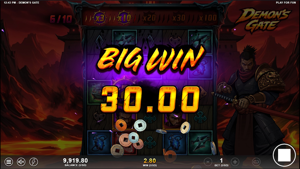 A big win in Demon's Gate by Slotmill