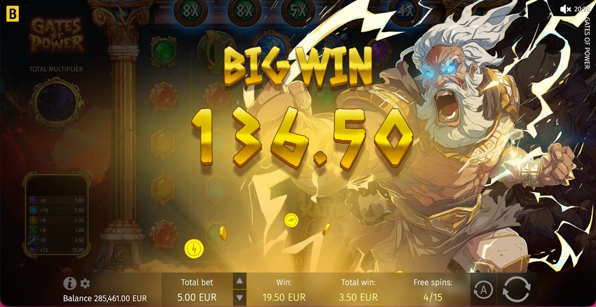 A big win in Gates of Power by BGaming
