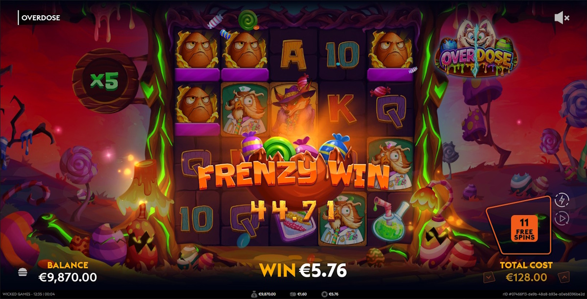 A frenzy win in Overdose by Wicked Games