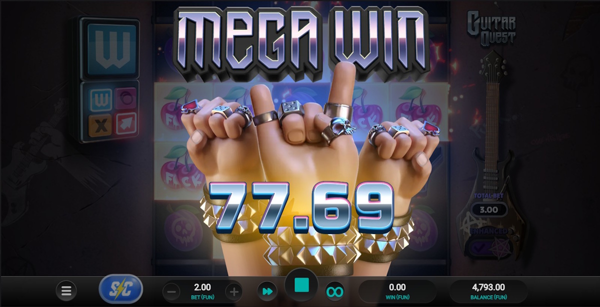 A mega win in Guitar Quest by Relax Gaming