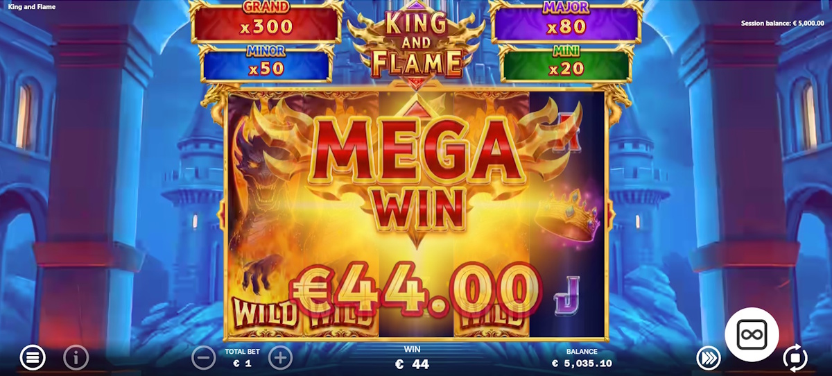A mega win in King and Flame by ELA Games