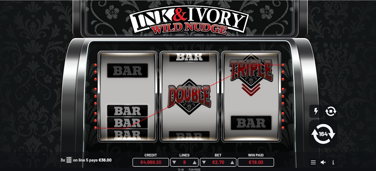 A win in Ink & Ivory by Atomic Slot Lab