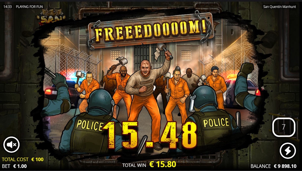 A win in San Quentin Manhunt by Nolimit City