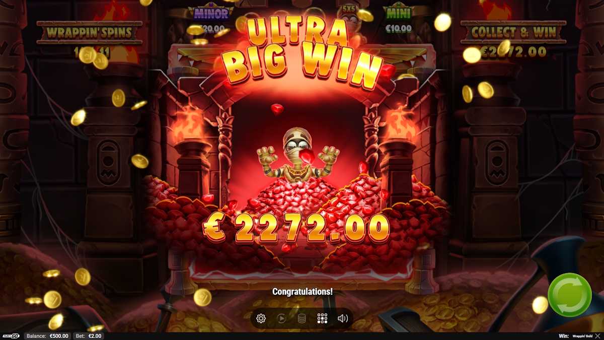 An ultra big win in Wrappin’ Gold by Play'n GO