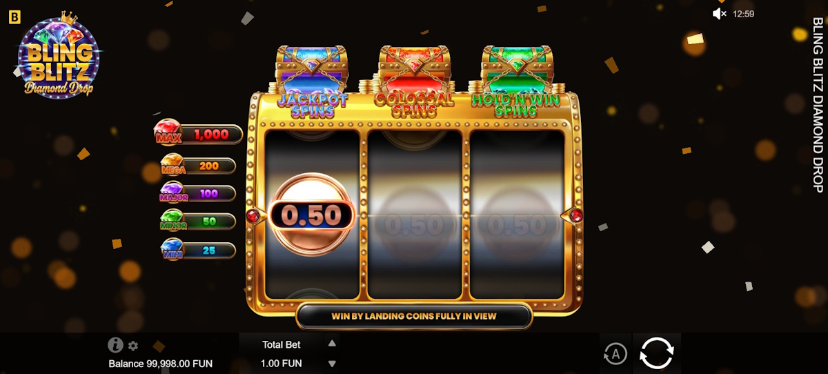 Base game in Bling Blitz Diamond Drop by BGaming
