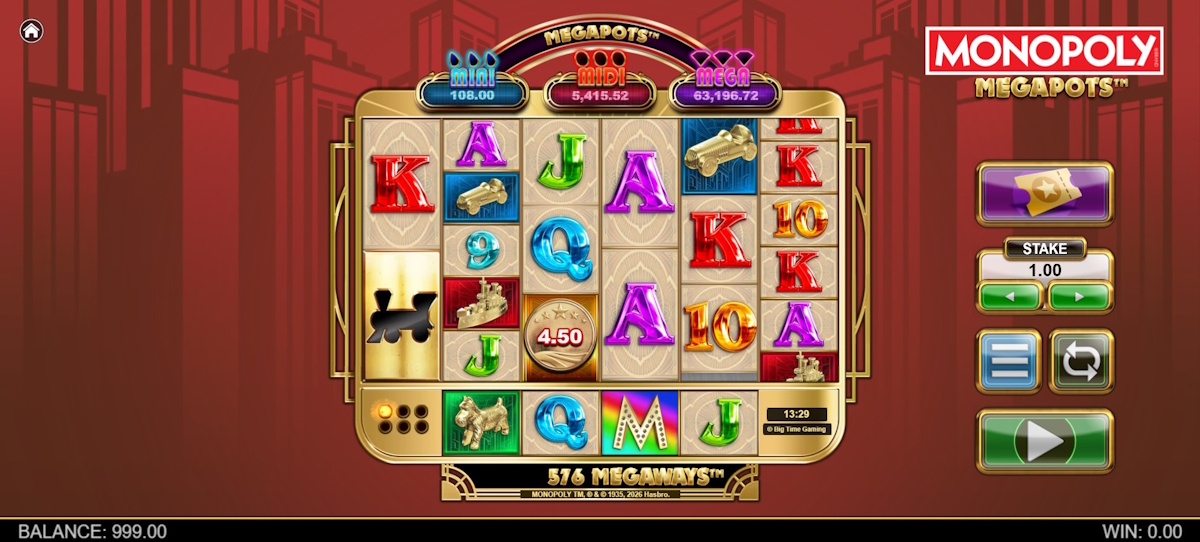 Base game in Monopoly Megapots™ by Big Time Gaming