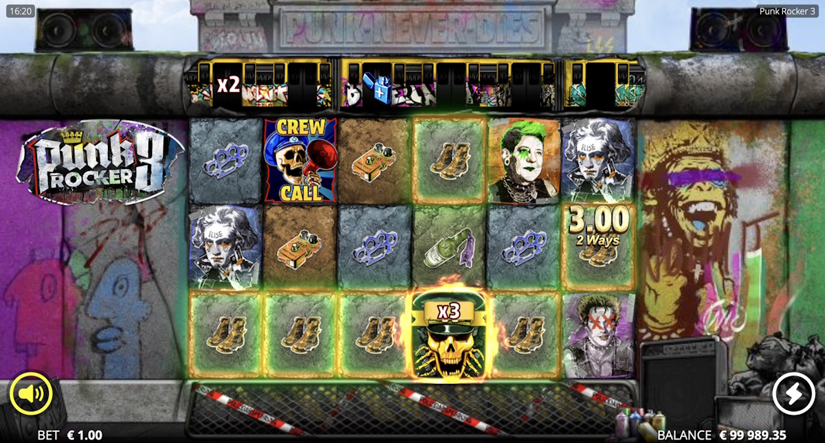 Base game in Punk Rocker 3 by Nolimit City