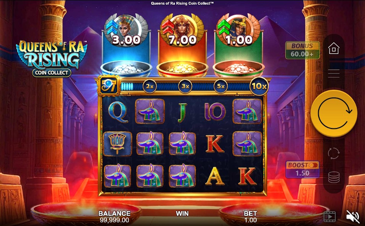 Base game in Queens of Ra Rising Coin Collect™ by ALL FOR ONE Studios™