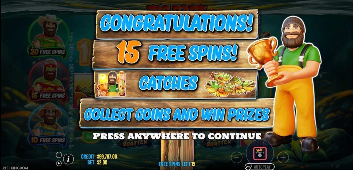 Free spins won in Big Bass Trophy Catch by Pragmatic Play