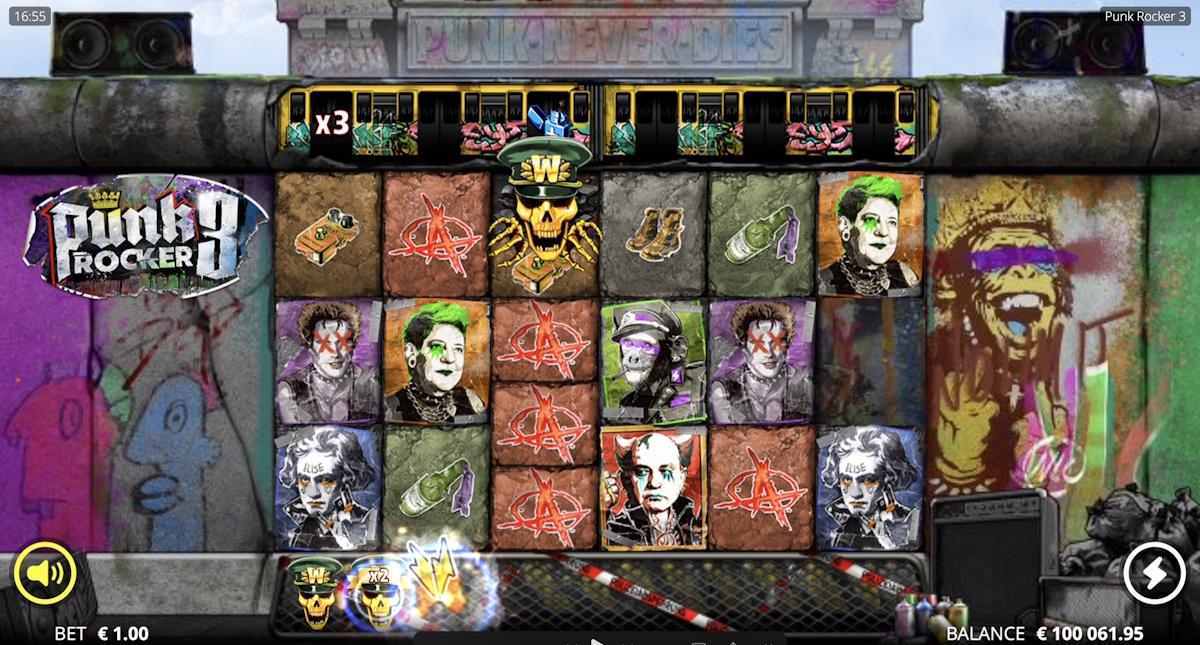 Wild in queue in Punk Rocker 3 by Nolimit City