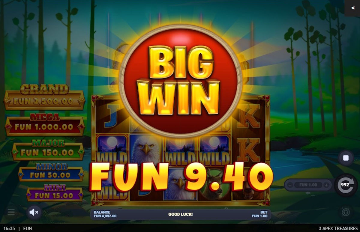 A big win in 3 Apex Treasures by Iron Dog Studio