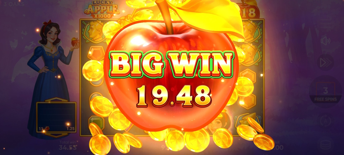 A big win in Lucky Apple x1000 by 3 Oaks Gaming