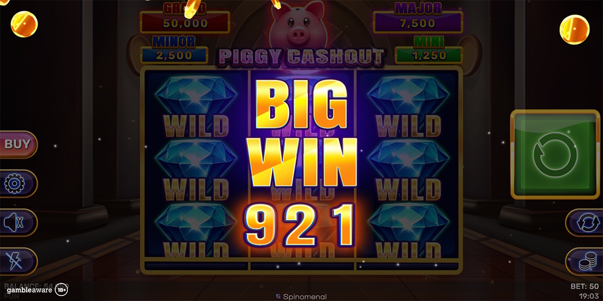 A big win in Piggy Cashout Hold & Hit 3x3 by Spinomenal