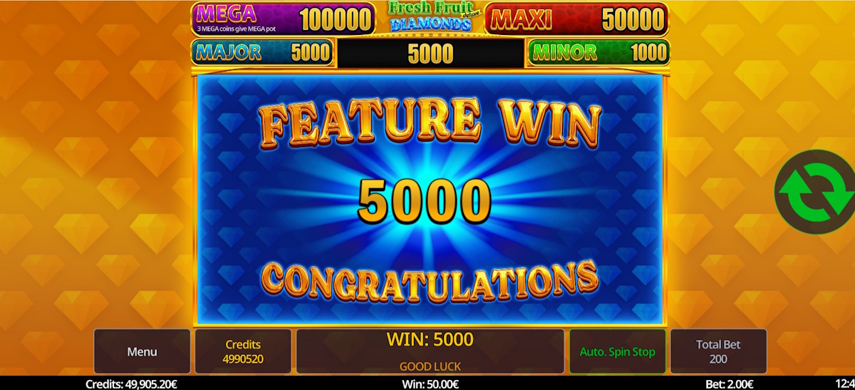A feature win in Fresh Fruits Deluxe Diamonds by Swintt