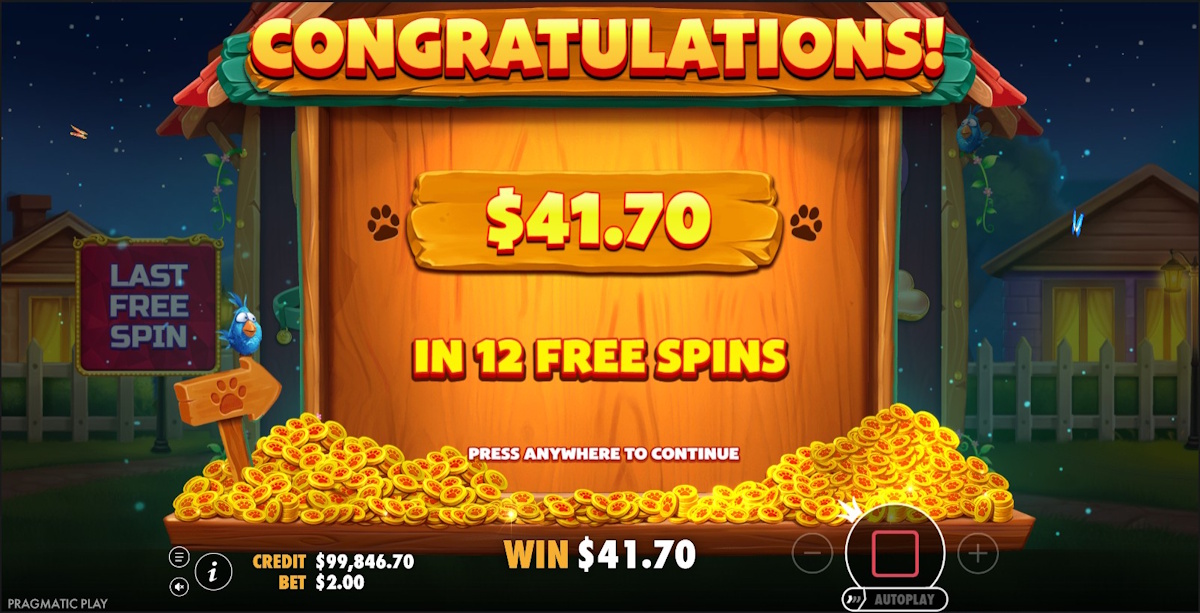 A win in The Big Dog House by Pragmatic Play