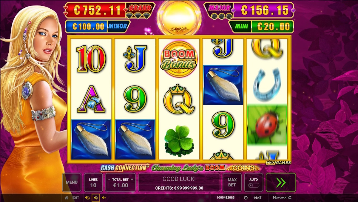 Base game in Banner of Cash Connection™ Charming Lady’s Boom™ Coins by Greentube