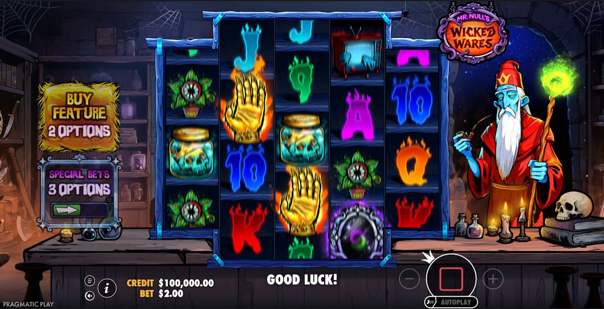 Base game in Mr Null’s Wicked Wares by Pragmatic Play