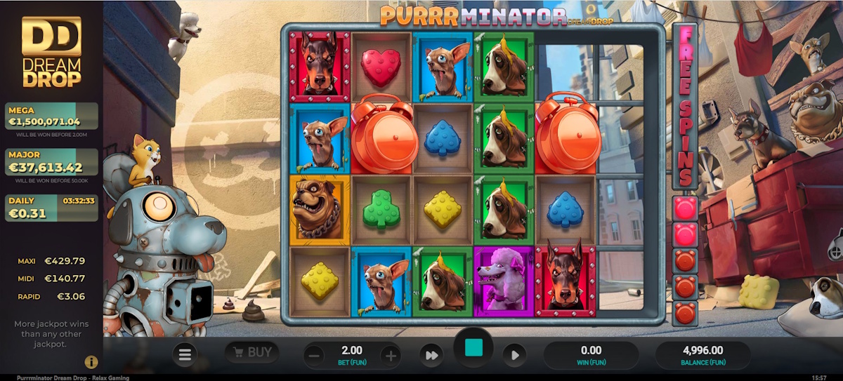 Base game in Purrrminator by Relax Gaming