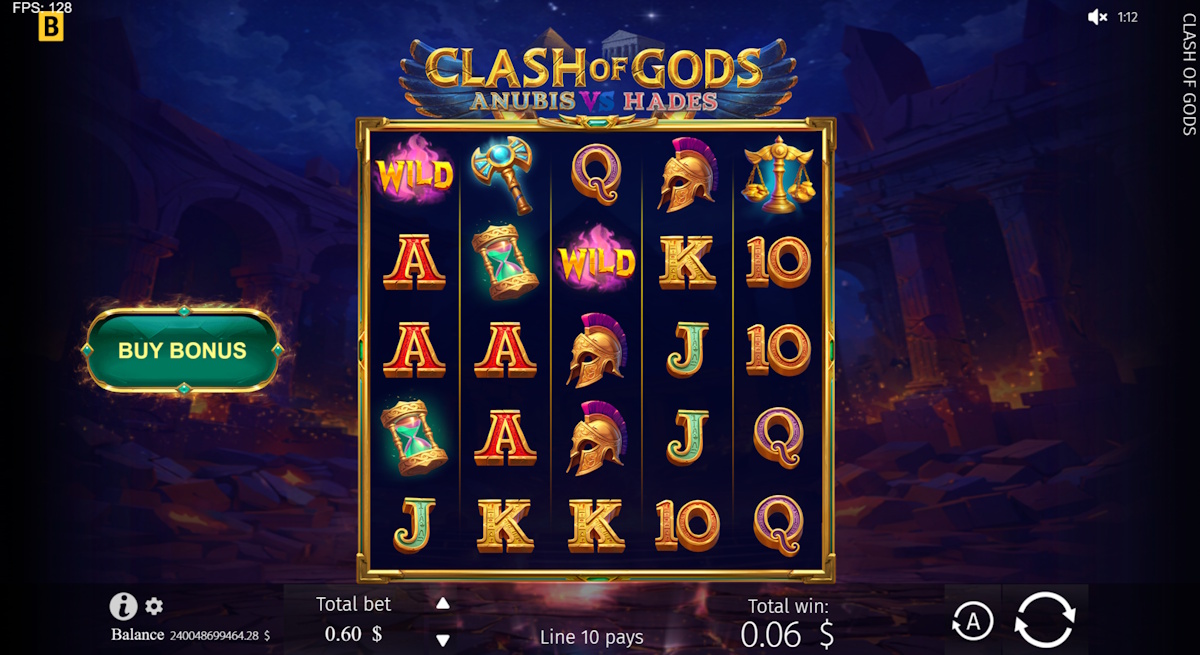 Base game in The Clash of Gods Anubis vs Hades by BGaming