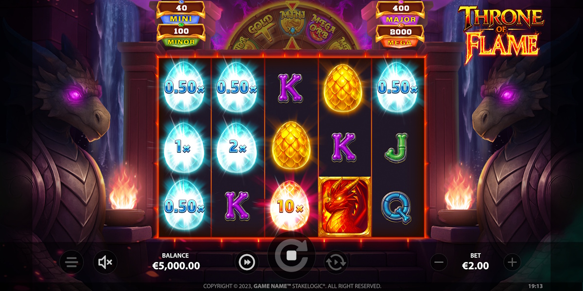 Base game in Throne of Flame by Stakelogic